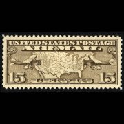 1926 U.S. Airmail Stamp # C8 - 15 cent Map and Planes - image is representative only and is from arago.si.edu