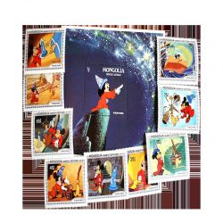 1983 Mongolia Disney 1290-1298 and 1299 Souvenir Sheet Postage Stamps