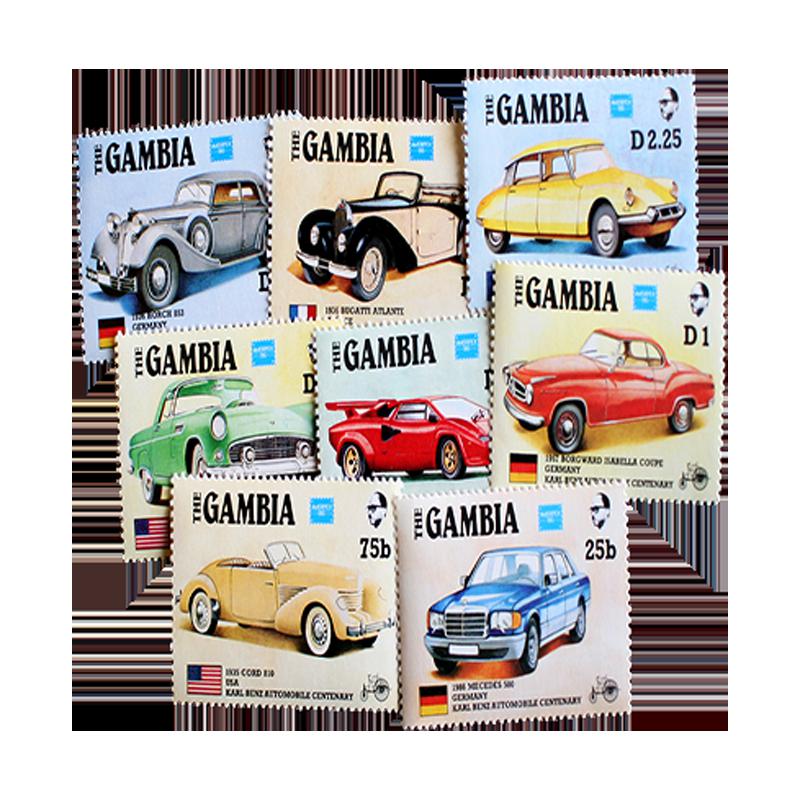 1986 Gambia Classic Cars Postage Stamps