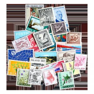 25 Different Iceland Postage Stamps