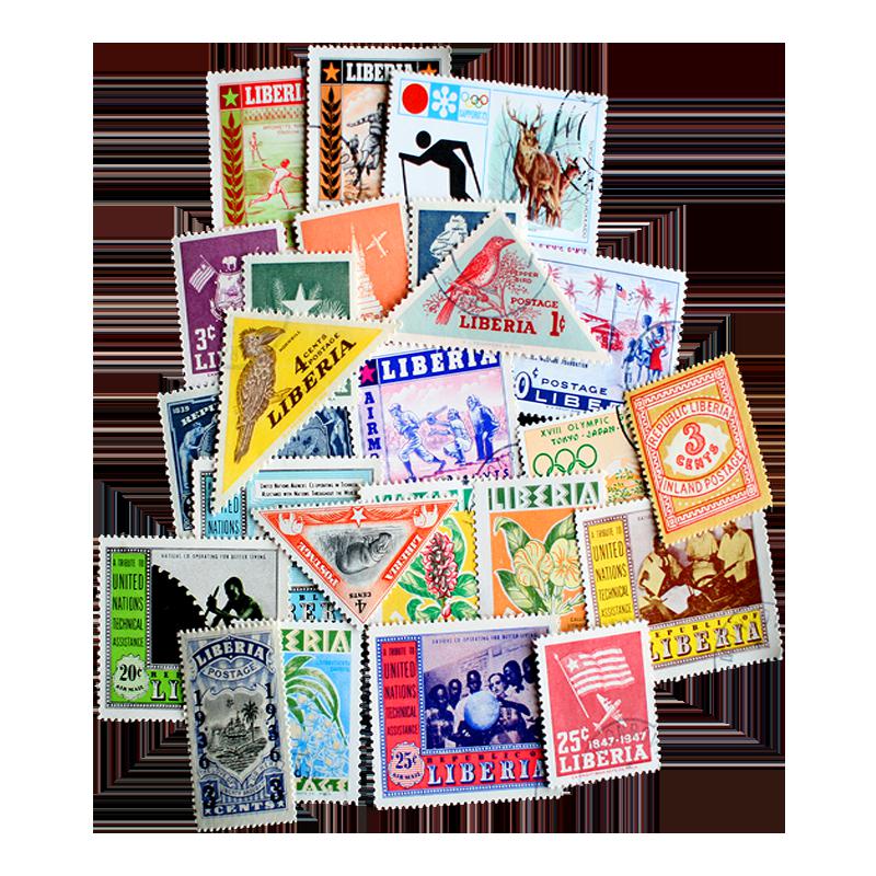 25 Different Liberia Postage Stamps