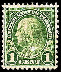 1¢ Franklin (1927) - green