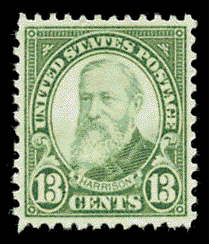 13¢ Harrison - yellow green