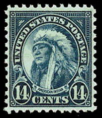 14¢ American Indian - dark blue