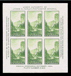 1¢ Yosemite Sheet of 6