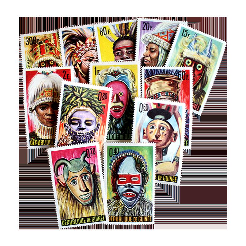 Guinea Masks 361-71 and c68 Mint Postage Stamps