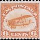 United States Airmail Stamps - 1918 Curtiss Jenny BiPlane - 6¢ orange