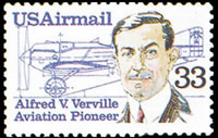 United States Airmail Stamps - 1983 - 1989 - 33¢ Alfred Verville (1985)