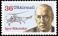 United States Airmail Stamps - 1983 - 1989 - 39¢ Igor Sikorsky (1988)