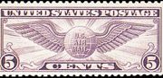 United States Airmail Stamps - 1930 Flat Plate Printing Perf 11 Winged Globe - 5¢ violet