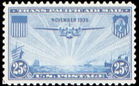 United States Airmail Stamps - 1935 Trans-Pacific Issue - China Clipper - 25¢ blue