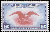 United States Airmail Stamps - 1938 Eagle - 6¢ blue & carmine