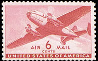 United States Airmail Stamps - 1941 - 1944 Transport Issue - 6¢ Transport Plane