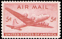 United States Airmail Stamps - 1946 - 5¢ DC-4 Skymaster