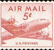 United States Airmail Stamps - 1947 - 5¢ DC-4 Skymaster