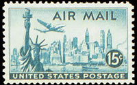 United States Airmail Stamps - 1947 - 15¢ New York Skyline