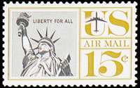 United States Airmail Stamps - 1959 - 1960 Regular Issues - 15¢ Statue of Liberty