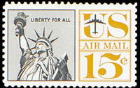 United States Airmail Stamps - 1961 - 15¢ Statue of Liberty Re-drawn