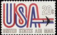 United States Airmail Stamps - 1968 - 1969 - 20¢ U.S.A. Plane