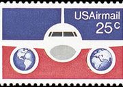 United States Airmail Stamps - 1976 - 25¢ Plane & Globes