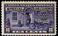 United States Special Delivery Stamps - 1922 - 1925 Flat Plate Printing Perf 11 - 10¢ deep ultra