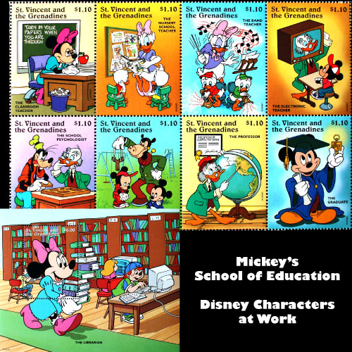 back to school stamps featuring Disney characters