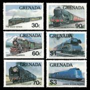 6 different train stamps from Grenada