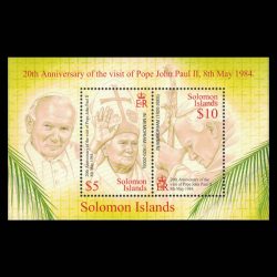 Solomon Islands Pope John Paul II Souvenir Sheet.