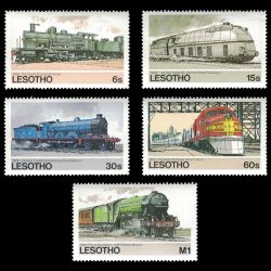 1984 Lesotho 453-457 Train Stamp Set