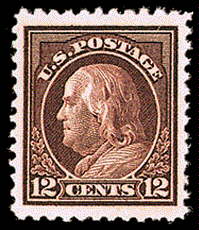 12¢ Franklin - claret brown
