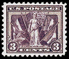 3¢ "Victory & Flags" - violet