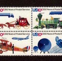 USPS Bicentennial 10 cent Stamp Block of 4.