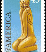 United States Airmail Stamps - 1989 - 1990 Commemoratives - 45¢ Pre-Columbian Customs Southeast Carved Figures