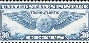 United States Airmail Stamps - 1939 Trans-Atlantic Winged Globe - 30¢ dull blue