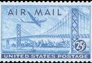 United States Airmail Stamps - 1947 - 25¢ Plane Over Bridge