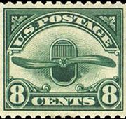 United States Airmail Stamps - 1923 - 8¢ Airplane Propeller - dark green