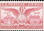 United States Airmail Stamps - 1949 - 6¢ Alexandria Bicentennial