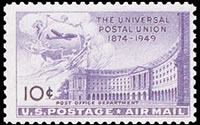 United States Airmail Stamps - 1949 U.P.U. Issue - 10¢ Post Office - purple