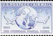 United States Airmail Stamps - 1949 U.P.U. Issue - 15¢ Globe & Dove - ultramarine