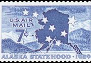 United States Airmail Stamps - 1959 Commemoratives - 7¢ Alaska Statehood