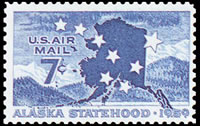 United States Airmail Stamps - 1959 Commemoratives - 7¢ Alaska Statehood