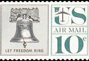 United States Airmail Stamps - 1959 - 1960 Regular Issues - 10¢ Liberty Bell (1960)