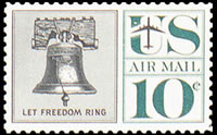 United States Airmail Stamps - 1959 - 1960 Regular Issues - 10¢ Liberty Bell (1960)