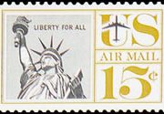 United States Airmail Stamps - 1959 - 1960 Regular Issues - 15¢ Statue of Liberty