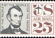 United States Airmail Stamps - 1959 - 1960 Regular Issues - 25¢ Lincoln (1960)