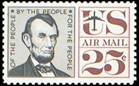 United States Airmail Stamps - 1959 - 1960 Regular Issues - 25¢ Lincoln (1960)