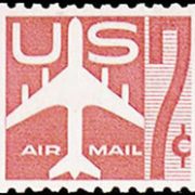 United States Airmail Stamps - 1960 Rotary Press Coil Perf 10 Horizontal - 7¢ Jet Plane - carmine