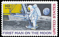 United States Airmail Stamps - 1968 - 1969 - 10¢ Man on Moon