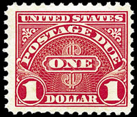 United States Postage Due Stamps - 1930 - 1931 Perf 11 - $1 scarlet