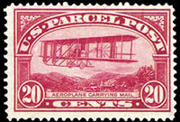 United States Parcel Post Stamps - 1912 - 1913 All Printed in Carmine Rose - 20¢ Airplane